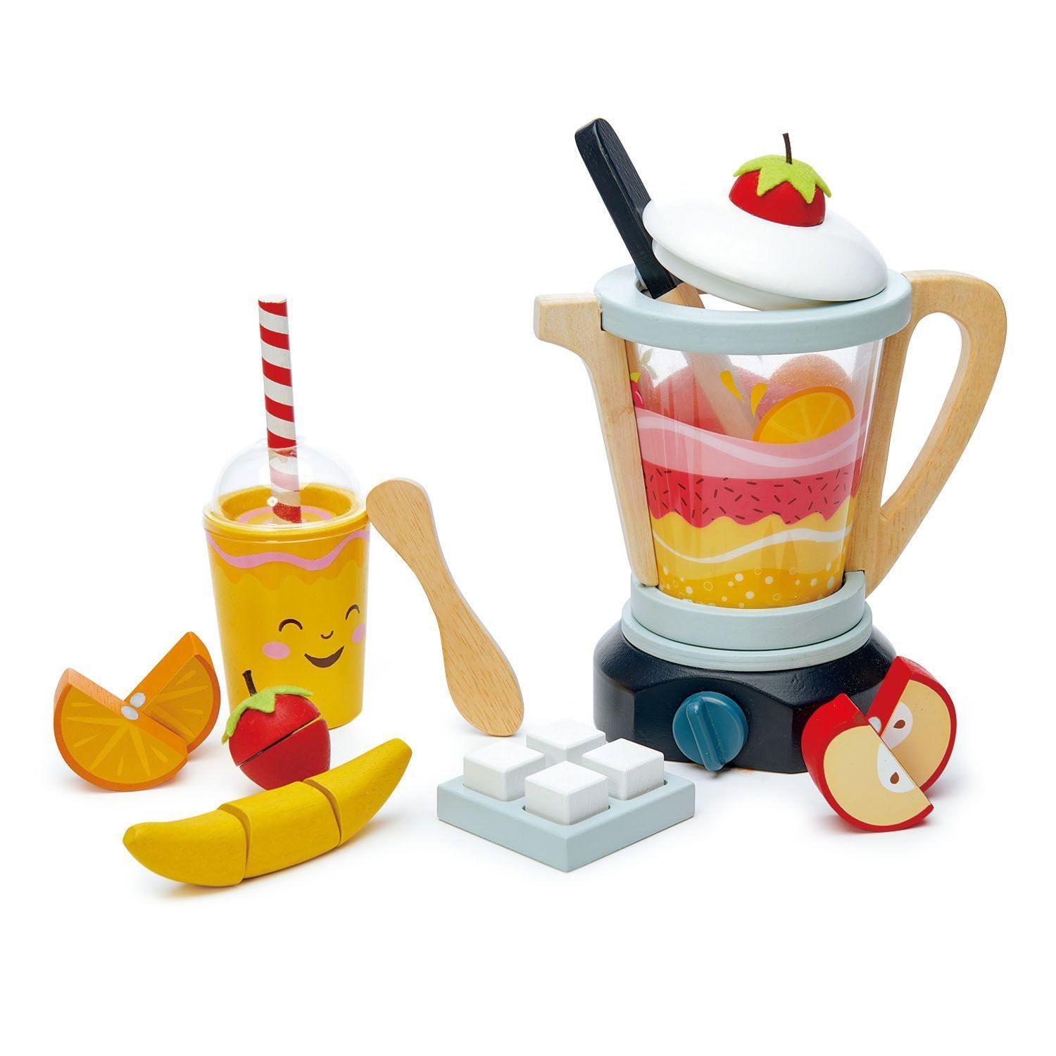 Wooden Smoothie Maker toy - Includes wood Blender, cup, Fruits and