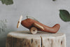 Wooden plane with wheels propeller children toy tateplota