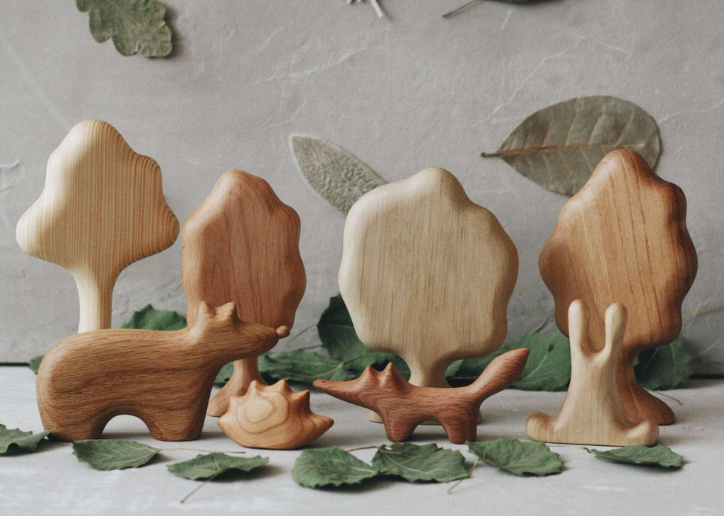 Fox figurine wooden woodland creature natural tateplota
