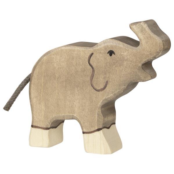 elephant small head raised trunk zoo safari 80150 wooden holztiger figurine