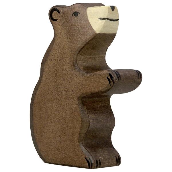 brown bear small sitting cub 80186 wooden figurine holztiger