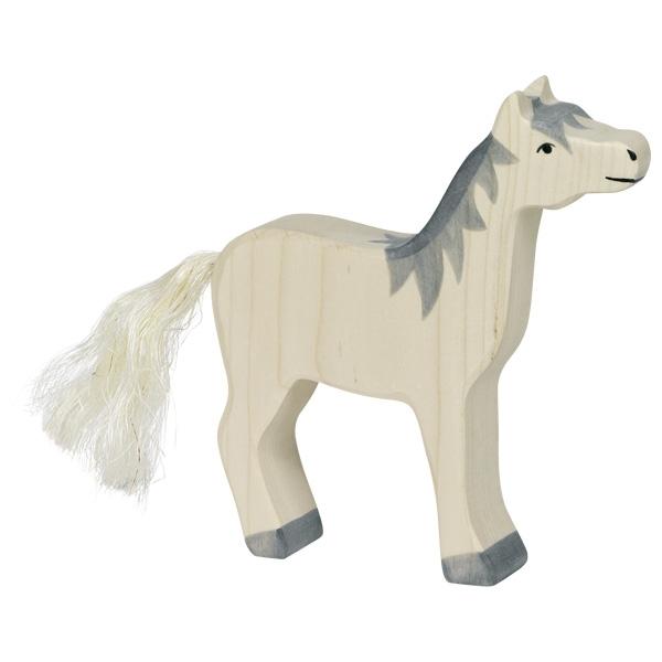 holztiger horse head raised grey mane white 80360 animal pet wooden figurine