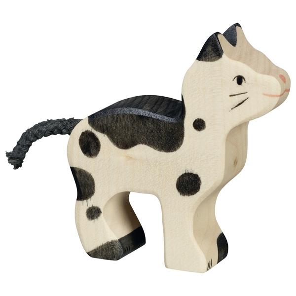 cat small black and white pet animal 80540 wooden holztiger figurine