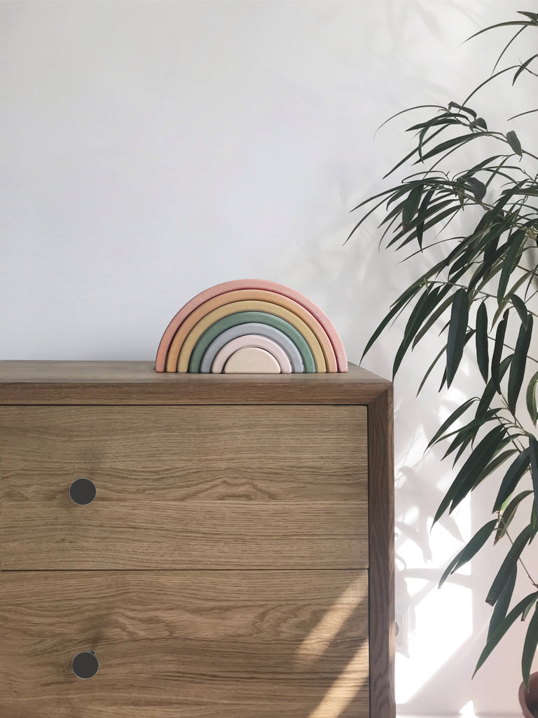 Pastel wooden rainbow stacker sabo concept