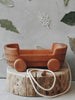 Wooden pull wagon toy natural children string rope vehicle cart tateplota