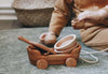 Wooden pull wagon toy natural children string rope vehicle cart tateplota