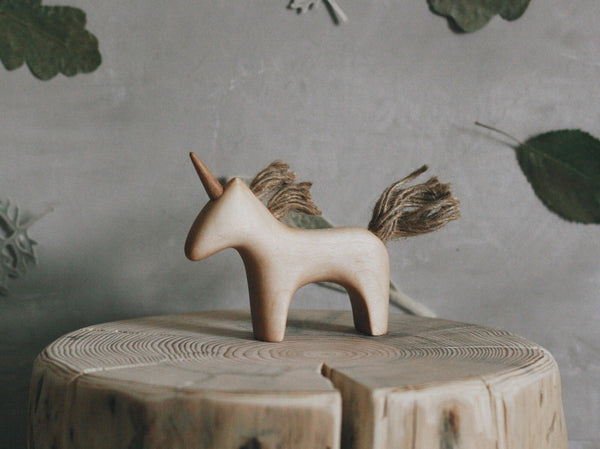Wooden natural unicorn magical mystical figurine creature tateplota
