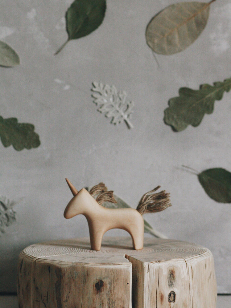 Wooden natural unicorn magical mystical figurine creature tateplota