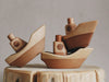 Wooden boat toy ocean lake tateplota natural hand made toy sail boat 