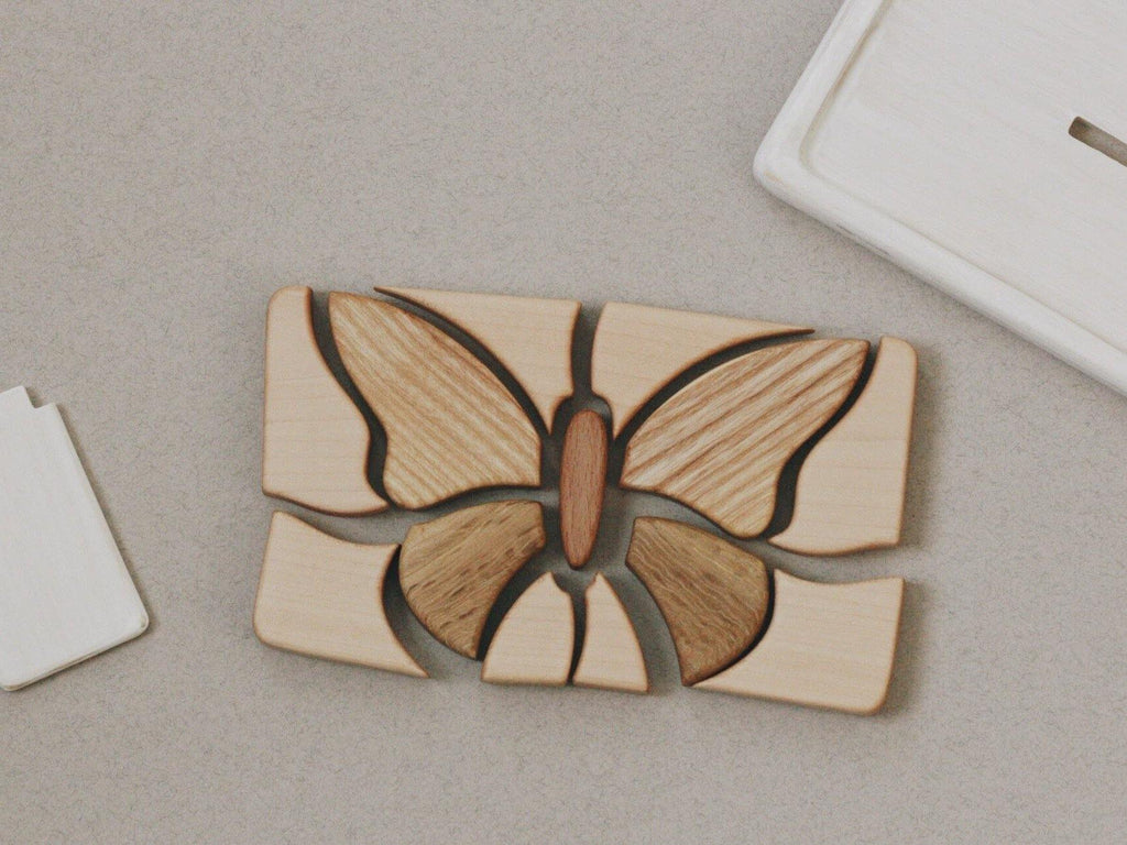 Butterfly mosaic wooden puzzle toy tateplota display beautiful play