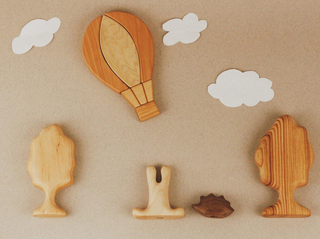 Hot Air Balloon Mosaic Puzzle toy children wooden natural tateplota display play wooden