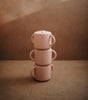 Mushie snack cup in blush silicone snack baby nursery