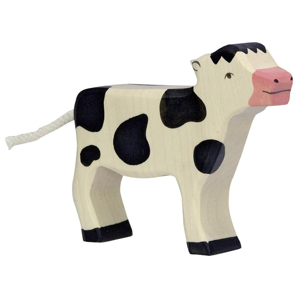 cow calf standing black 80005 figure figurine holztiger farm animal