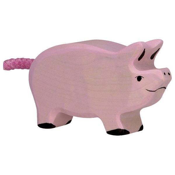 pig piglet pink farm animal zoo 80066 wooden holztiger figurine