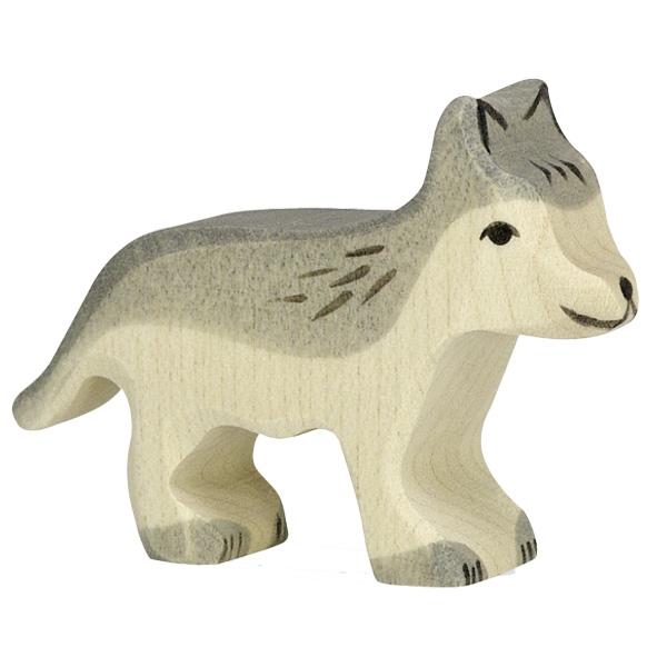 wolf small animal forest moon howling 80110 wooden figurine holztiger