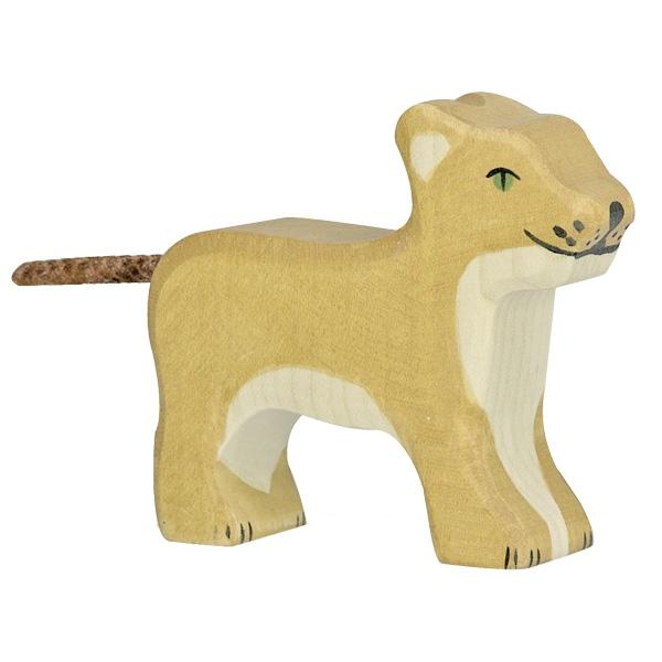 lion small standing cub zoo safari animal 80141 wooden figurine holztiger