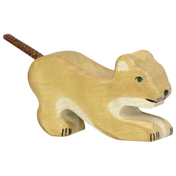 lion cub small playing mane 80142 zoo safari wooden holztiger figurine