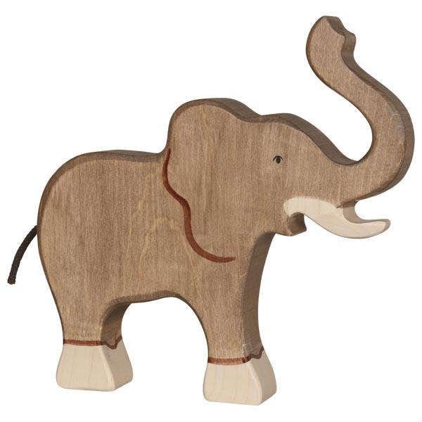 elephant trunk raised zoo safari 80148 holztiger wooden figurine