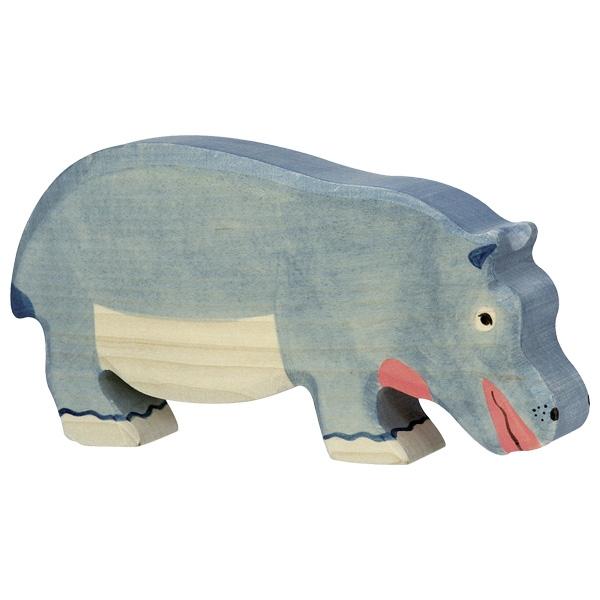hippo hippopotamus feeding animal zoo 80161 holztiger figurine wooden