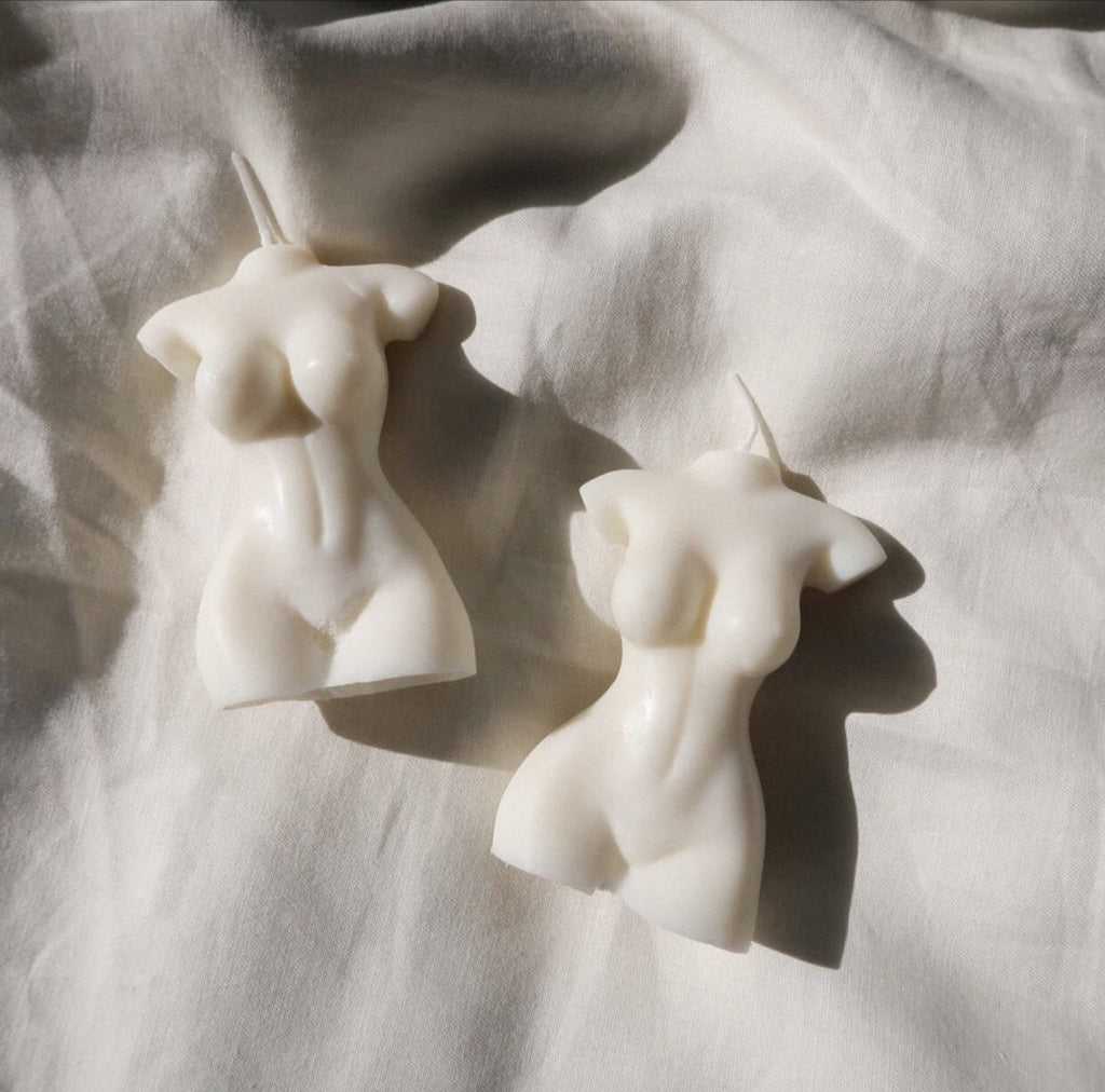 Minimal minimalist bust goddess candle white soy wax beeswax lolita's candle co