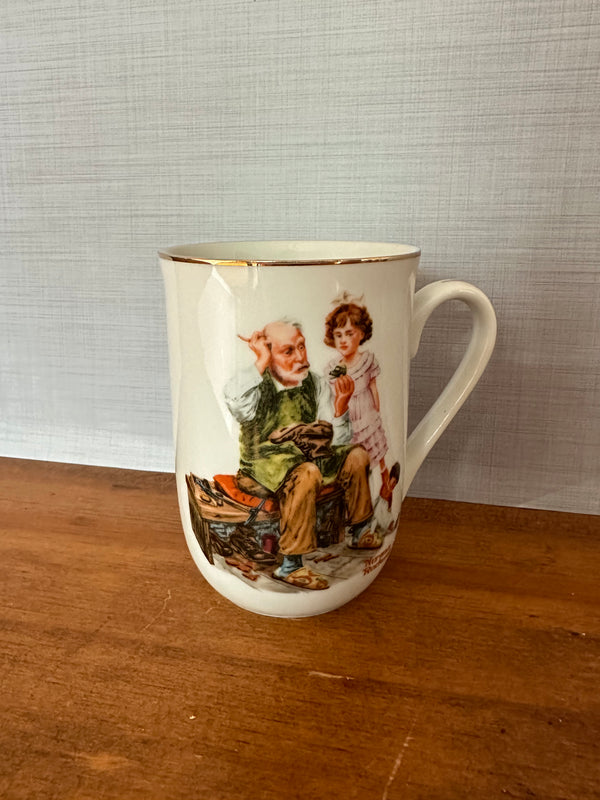 Norman rockwell museum 1982 mugs cups glasses the toymaker for a good boy the cobbler the lighthouse keeper's daughter