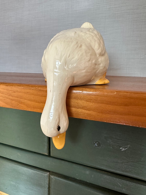 Vintage duck goose wall sitting shelf decor art cute adorable orange beak white