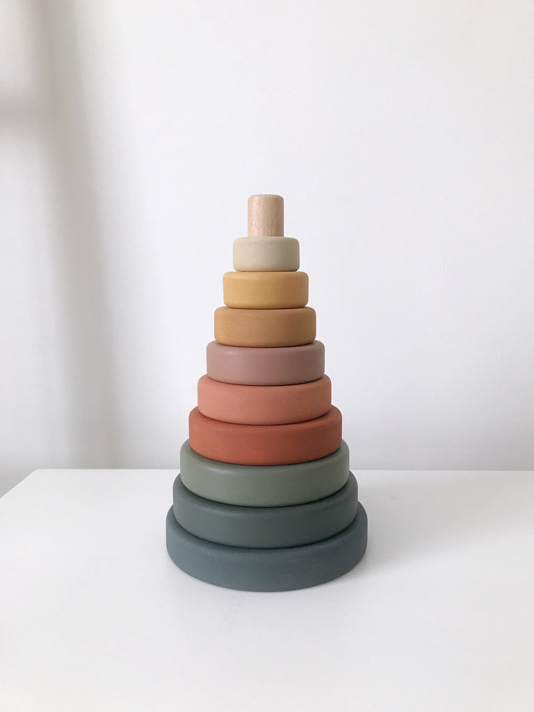 Meadow ring children kid stacker ring sabo concept rainbow natural wooden building stacking toy 