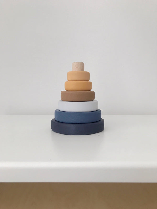 Desert Night Mini Ring Stacker wooden sabo concept blue tan stacking toy play
