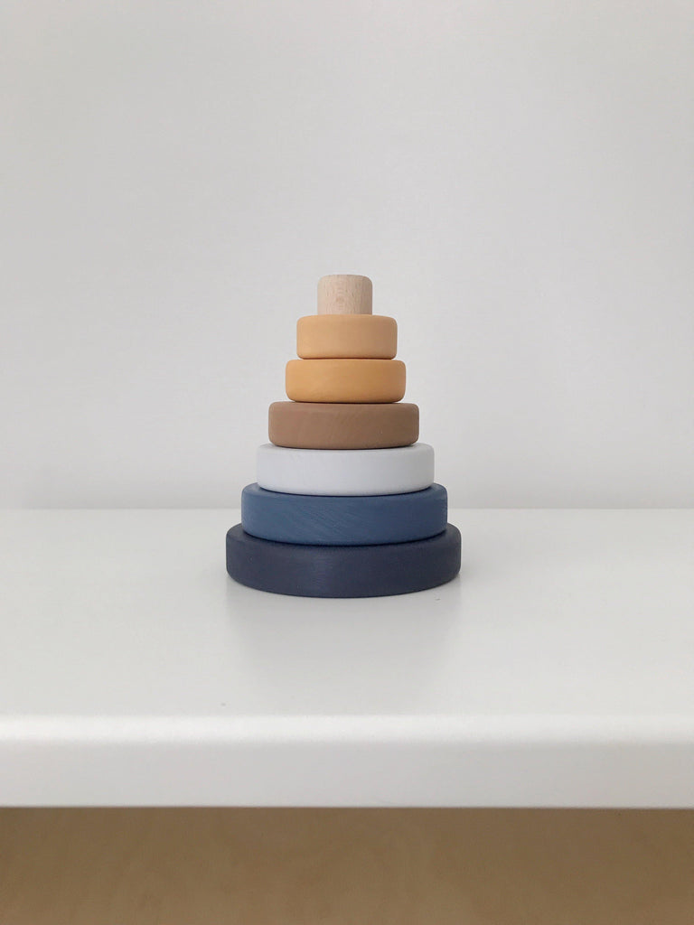 Desert Night Mini Ring Stacker wooden sabo concept blue tan stacking toy play