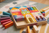 Citrus wooden castle stacking blocks bright color skandico rainbow color bright play building house arch lsp grimm's