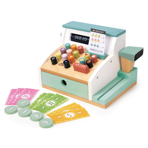 General store cash register till colorful money teaching educational grocery store tender leaf toys children play scan