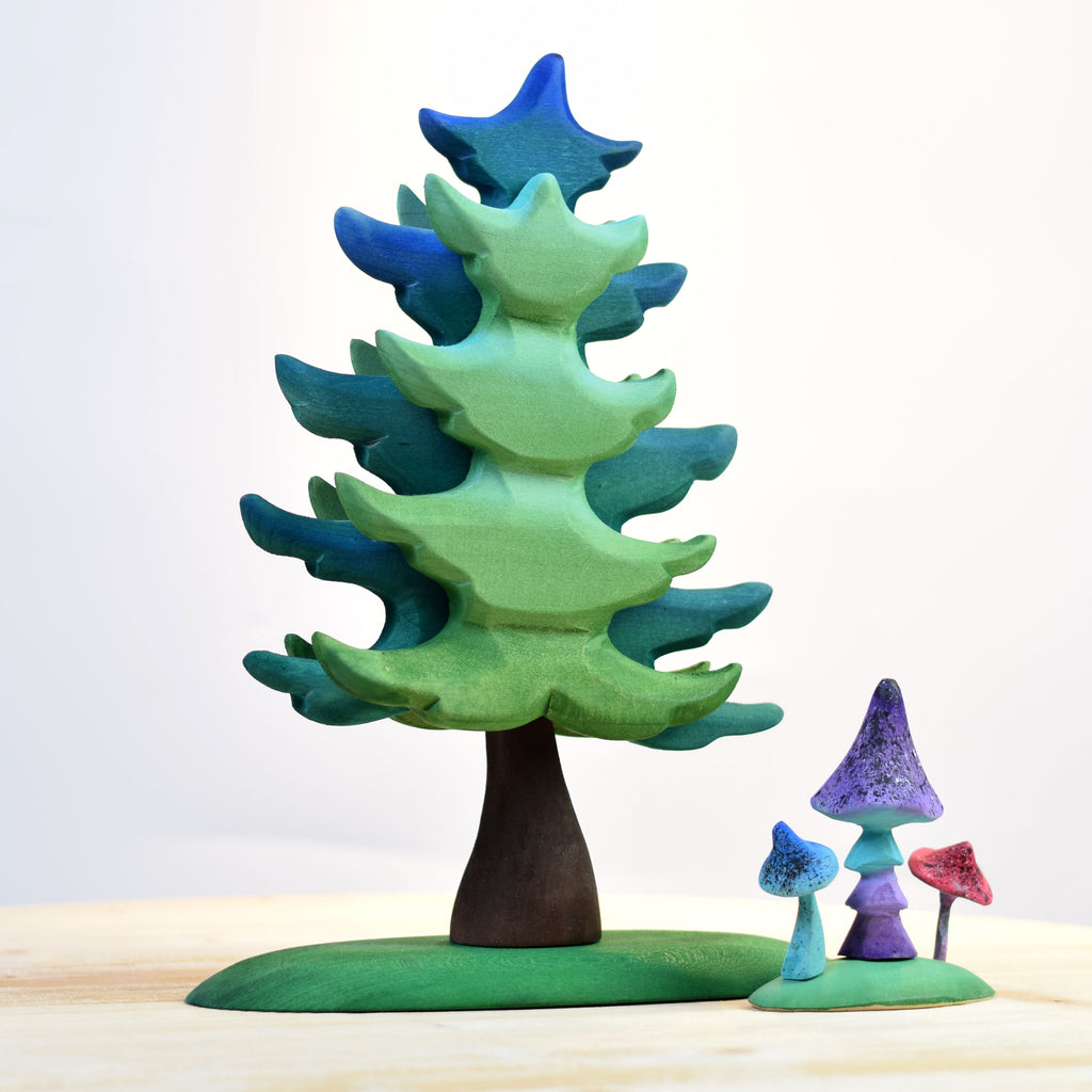 Large spruce tree green blue nature bumbu toys grimms holztiger grass wood wooden