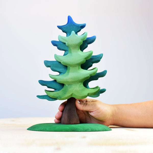 Large spruce tree green blue nature bumbu toys grimms holztiger grass wood wooden