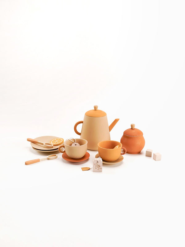 Citrus tea set wooden sabo concept hand made tea party kitchen play toy toddler
