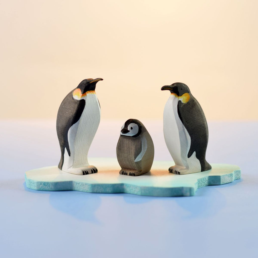 Emperor penguin female male chick cheak ice floe wooden toy children kids bumbu toys
